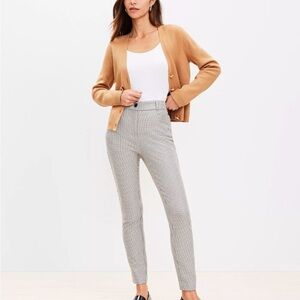 LOFT Slim High-Waist Sutton Ankle Pants Plaid Bi-Stretch - Clay. 00P